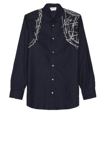 Alexander McQueen LS Printed Shirt in Navy