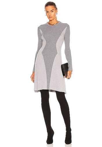 Alexander McQueen Intarsia Block Rib Mini Dress in Grey