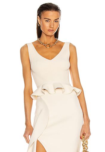 Alexander McQueen Sleeveless Peplum Top in Cream