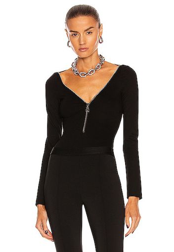 Alexander McQueen Zip Long Sleeve Bodysuit in Black