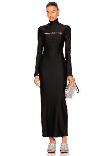 Alexander Wang Diamante Turtleneck Dress in Black