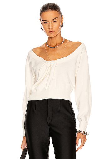 Alexander Wang Cropped Drape Neck Sweater in Ivory