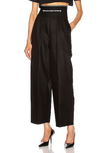 Alexander Wang Logo Elastic High Waisted Trouser in Black