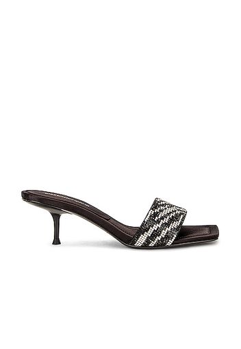 Alexander Wang Jessie Zebra Crystal Sandal in Animal Print,Black