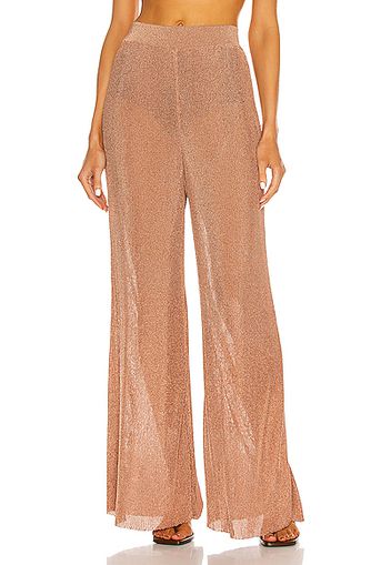 Alexandre Vauthier Knitted Wide Leg Pant in Metallic Bronze