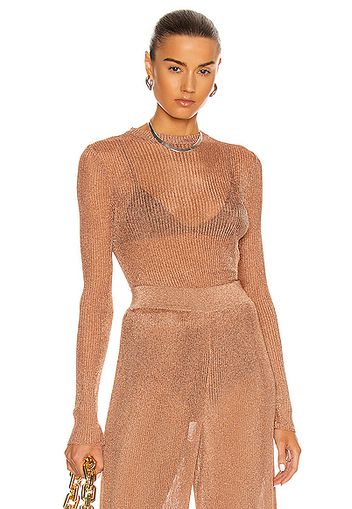 Alexandre Vauthier Knitted Top in Metallic Bronze