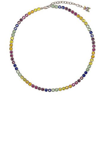 AMINA MUADDI Tennis Necklace in Blue,Pink