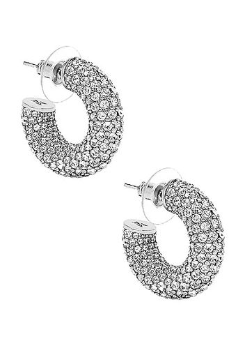 AMINA MUADDI Cameron Hoop Mini Earrings in Metallic Silver