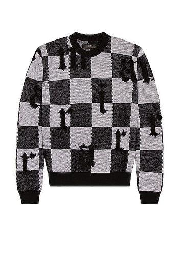 Amiri Logo Check Crew in Black