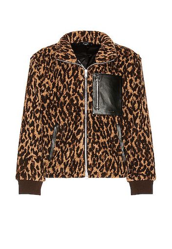 Amiri Printed Leopard Polar Fleece Jacket in Brown