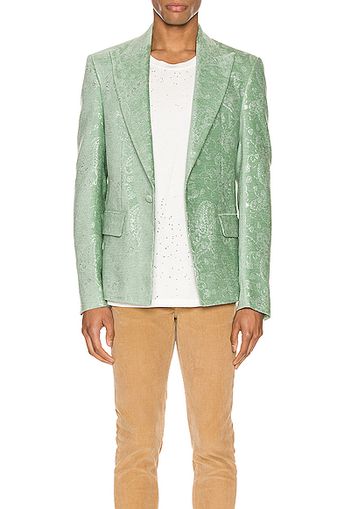 Amiri Paisley Velvet Glitter Blazer in Green,Paisley