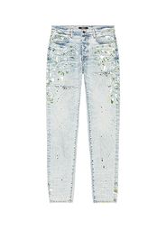 Amiri Hand Painted Slit Knee Jean in Denim-Light