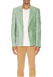 Amiri Paisley Velvet Glitter Blazer in Green,Paisley