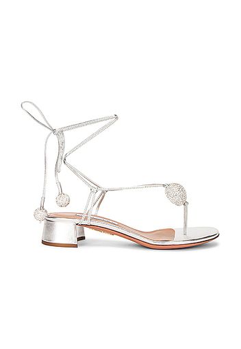 Aquazzura Jackie 30 Sandal in Metallic Silver