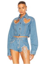 AREA Crystal Heart Jacket in Blue