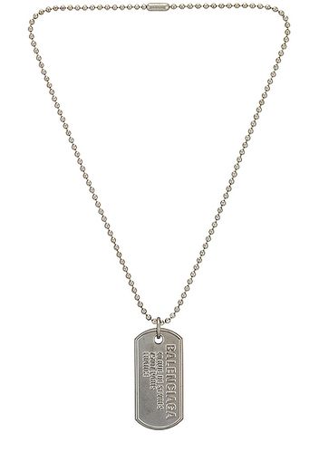 Balenciaga Punk Tag Necklace in Metallic Silver