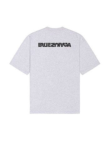 Balenciaga Embroidered Medium Fit T-Shirt in Light Grey