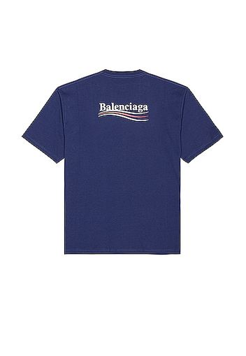 Balenciaga Short Sleeve Large Fit Tee in Navy