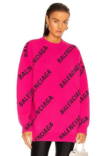 Balenciaga Long Sleeve Crewneck Sweater in Pink