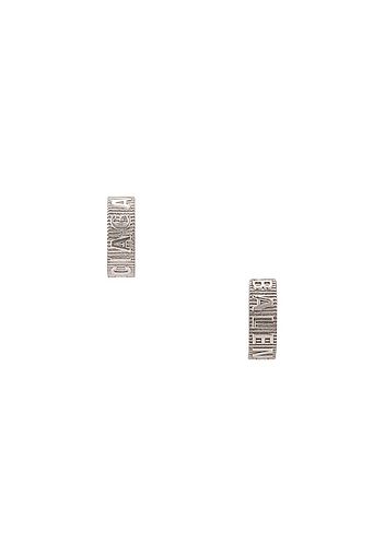 Balenciaga Force Striped Earrings in Metallic Silver