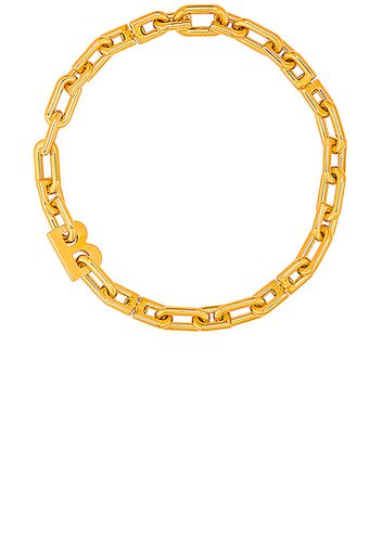 Balenciaga Thin B Chain Necklace in Metallic Gold