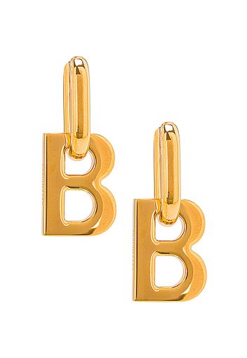 Balenciaga XL B Chain Earrings in Metallic Gold