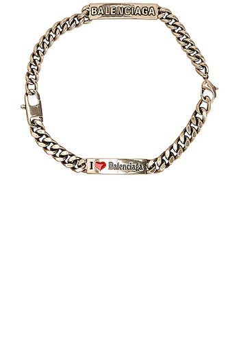 Balenciaga Plate Choker Bracelet Necklace in Metallic Silver