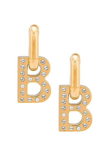 Balenciaga XS B Chain Earrings in Metallic Gold