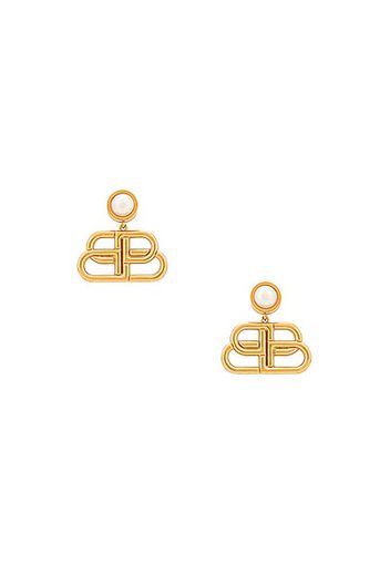 Balenciaga BB Drop Earrings in Metallic Gold