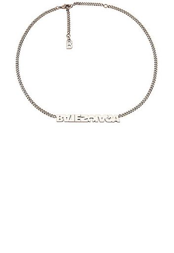 Balenciaga Typo Turn Necklace in Metallic Silver