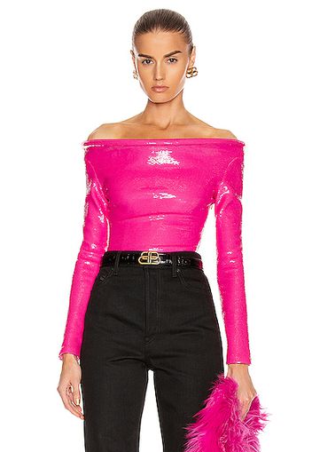 Balenciaga Sequin Ring Bodysuit Top in Pink