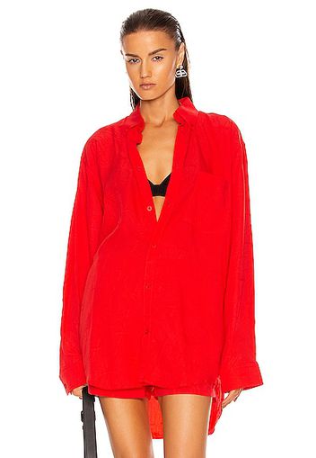 Balenciaga Long Sleeve Large Fit Shirt in Red