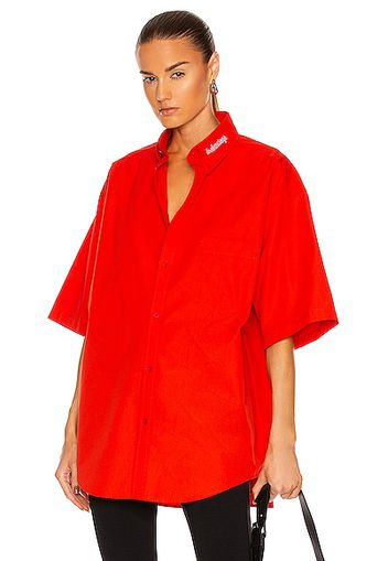 Balenciaga Short Sleeve Large Fit Shirt in Red