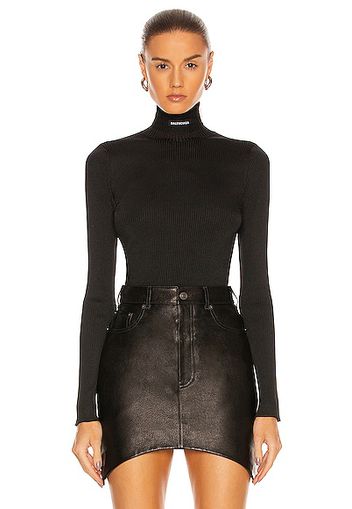 Balenciaga Long Sleeve Turtleneck Top in Black