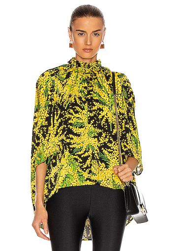 Balenciaga Draped Top in Yellow,Black,Floral