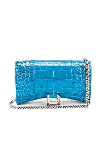 Balenciaga Hourglass Wallet on Chain Bag in Blue