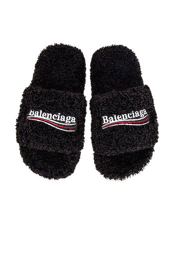 Balenciaga Furry Slippers in Black