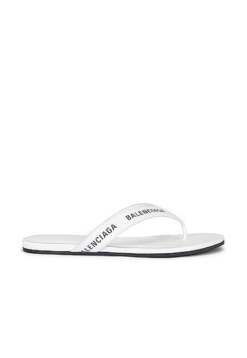 Balenciaga Round Flip Flop Sandals in White