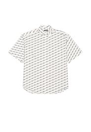 Balenciaga Short Sleeve Large Fit Shirt in White,Stripes