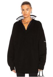 Balenciaga Layered V Neck Sweater in Black