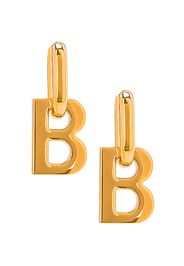 Balenciaga XL B Chain Earrings in Metallic Gold