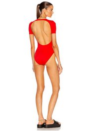 Balenciaga Open Back One Piece Swimsuit in Red