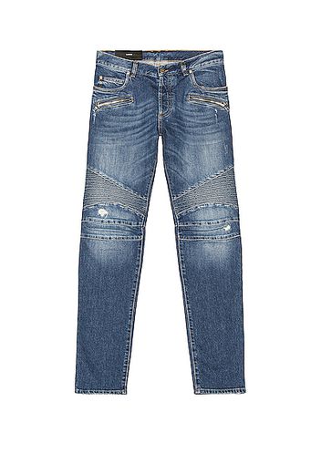 BALMAIN Ribbed Tapered Jeans in Blue