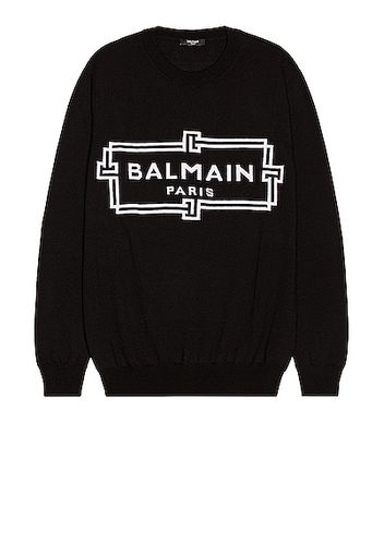 BALMAIN Knitted Virgin Wool Pullover in Black