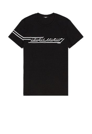 BALMAIN Flock & Printed T-Shirt in Black