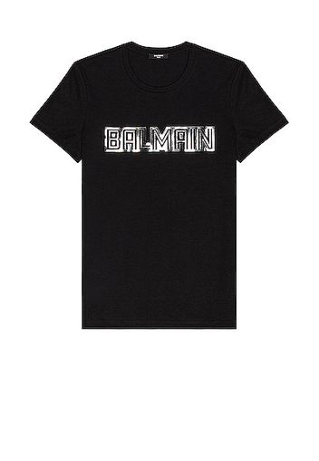 BALMAIN Metallic Embossed T-Shirt in Black