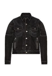 BALMAIN Embossed Denim Jacket in Black