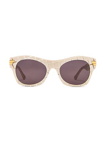 Bottega Veneta Bold Ribbon Intreccio Sunglasses in Ivory