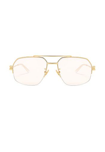 Bottega Veneta Lock Metal Sunglasses in Metallic Gold