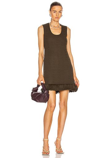 Bottega Veneta Compact Pom Pom Cotton Mesh Dress in Green